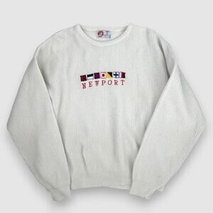 Vintage Isle of Cotton Newport Knit Crewneck Sweater White Size XL